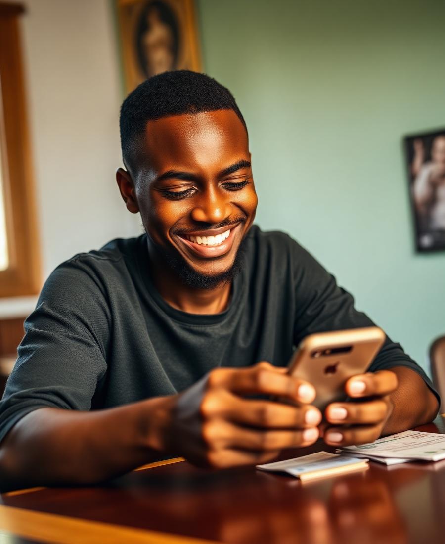 The same person beginning to save consistently on his phone