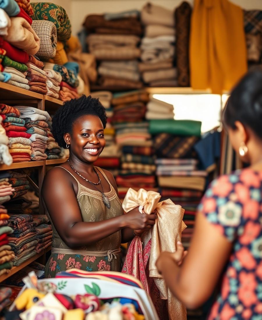 A business owner restocking her shop after accessing support